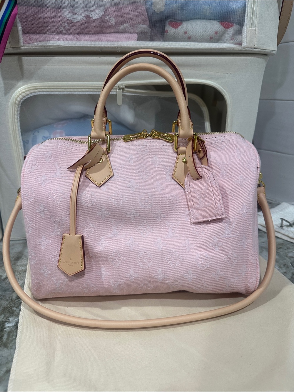 INSPIRED Luxury Pink Canvas Satchel Bag with Leather Trim